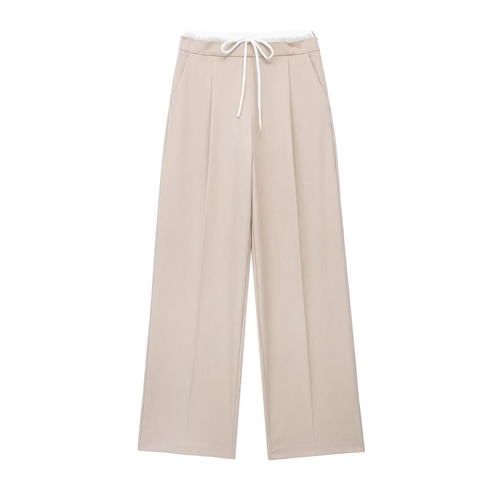 Spring Casual Double Layer Waist Wide Leg Pants