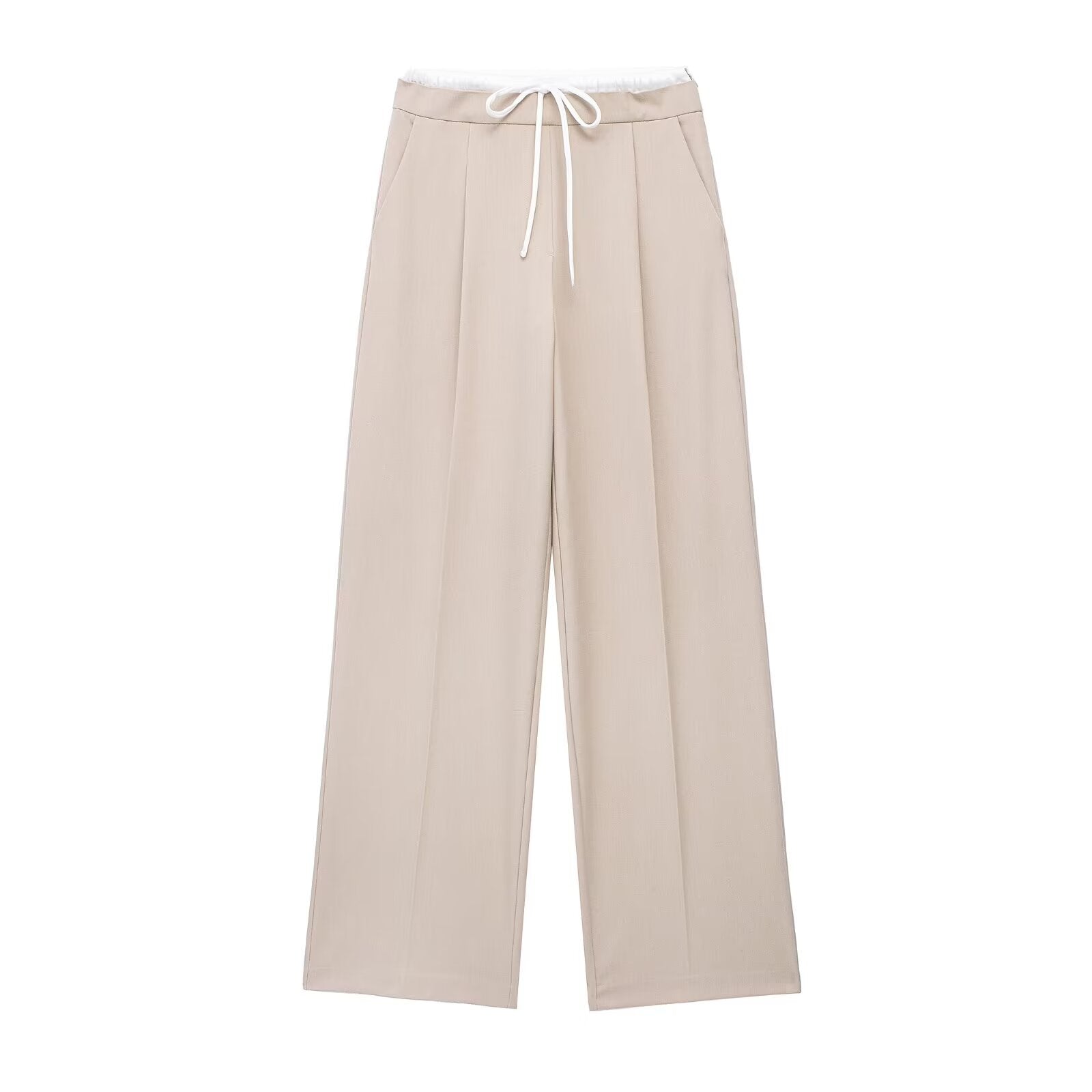 Spring Casual Double Layer Waist Wide Leg Pants