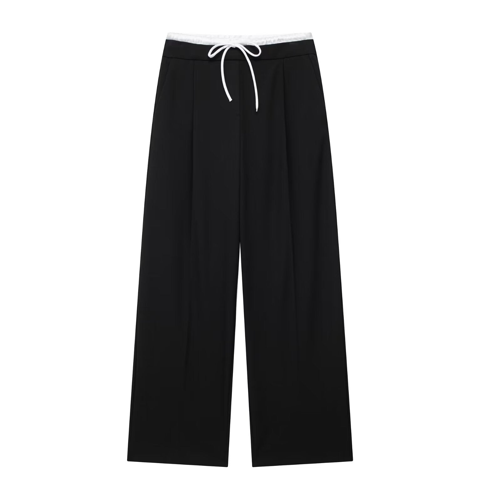 Spring Casual Double Layer Waist Wide Leg Pants