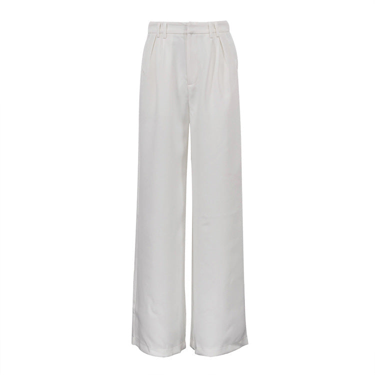 Solid Color Office High Waist Loose Wide Leg Pants Women Wild Casual Trousers